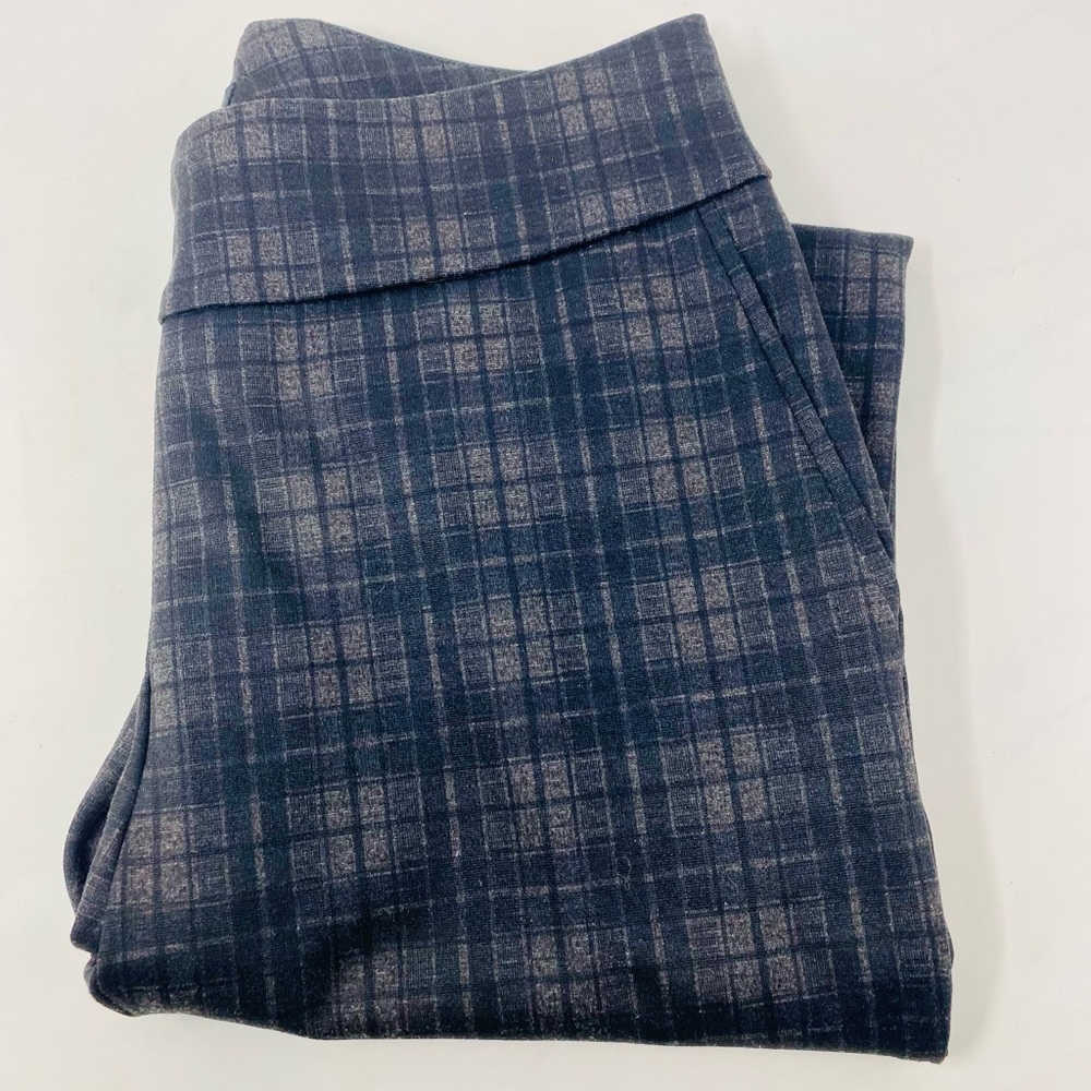 Women’s Dalia Gray Plaid Classic Style Dress Pants Leggings - Picture 3 of 7